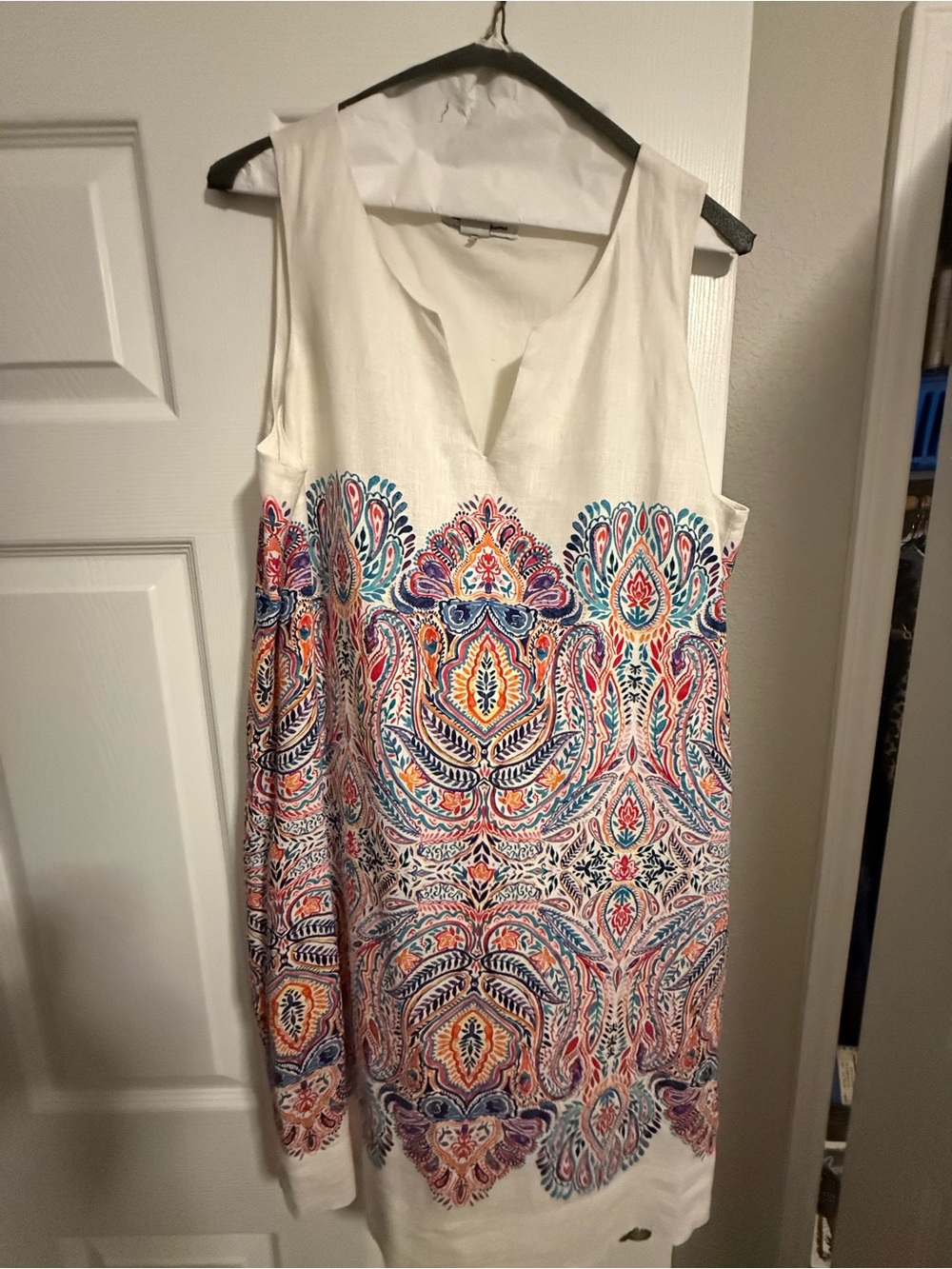 Tommy Bahama White Midi Dress with Multicolor Paisley Print